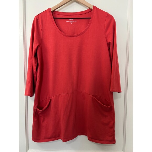 J Jill Pure Jill Women's Curved Seam Tunic Top Salmon Pink Size S *READ* - Picture 1 of 11
